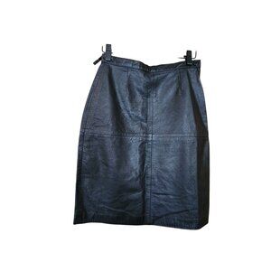 Vintage Avon Leather Pencil Skirt Black Size 5/6 Made In Korea Mid-Length
